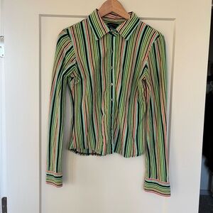 Moda International Multicolor Striped Button Down Shirt